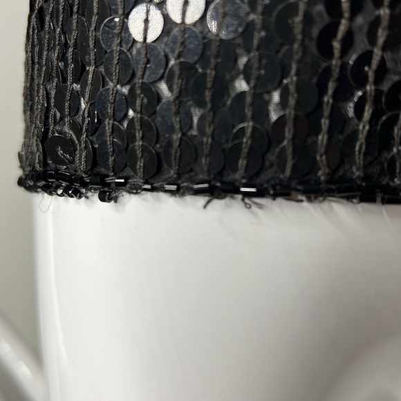 Creative Creations Sz S Black Silver Beaded Pull On V Neck Blouse - Picture 7 of 7